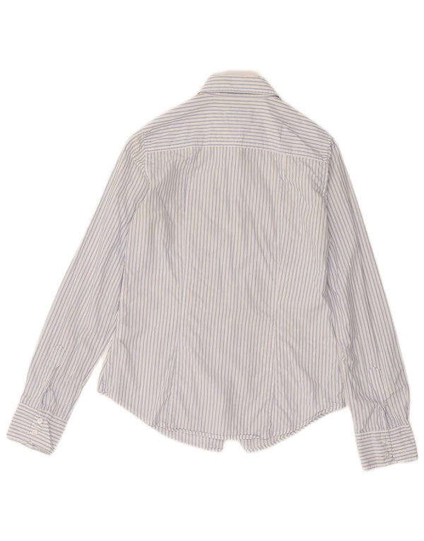 CREW CLOTHING Camicia da donna su misura UK 8 Piccolo cotone gessato bianco