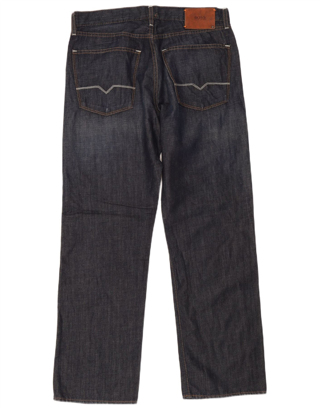 Hugo Boss Mens Straight Jeans W34 L32 Navy Blue Cotton