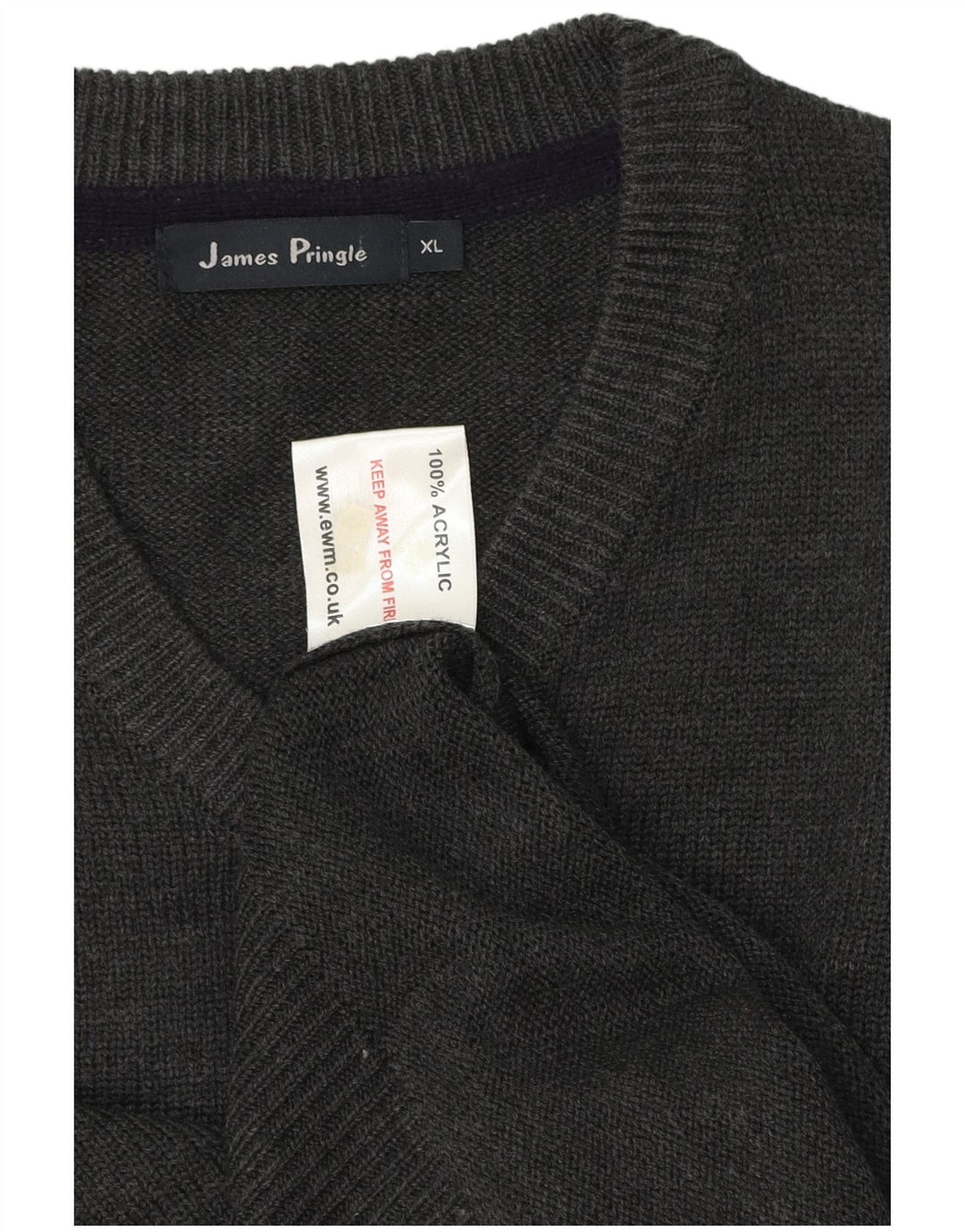 Maglione da uomo con scollo a V James Pringle XL in acrilico grigio