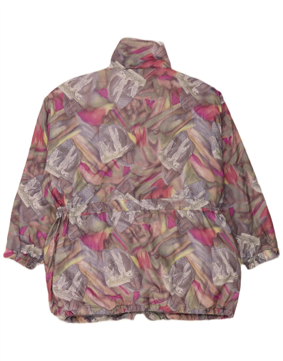 Giacca a vento vintage da donna con motivo astratto IT 46 grande multicolore