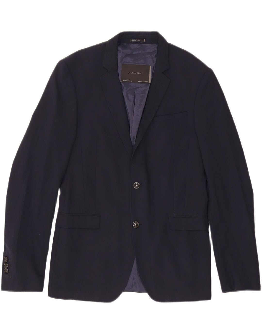 Giacca blazer da uomo a 2 bottoni Zara EU 50 medio blu navy in poliestere