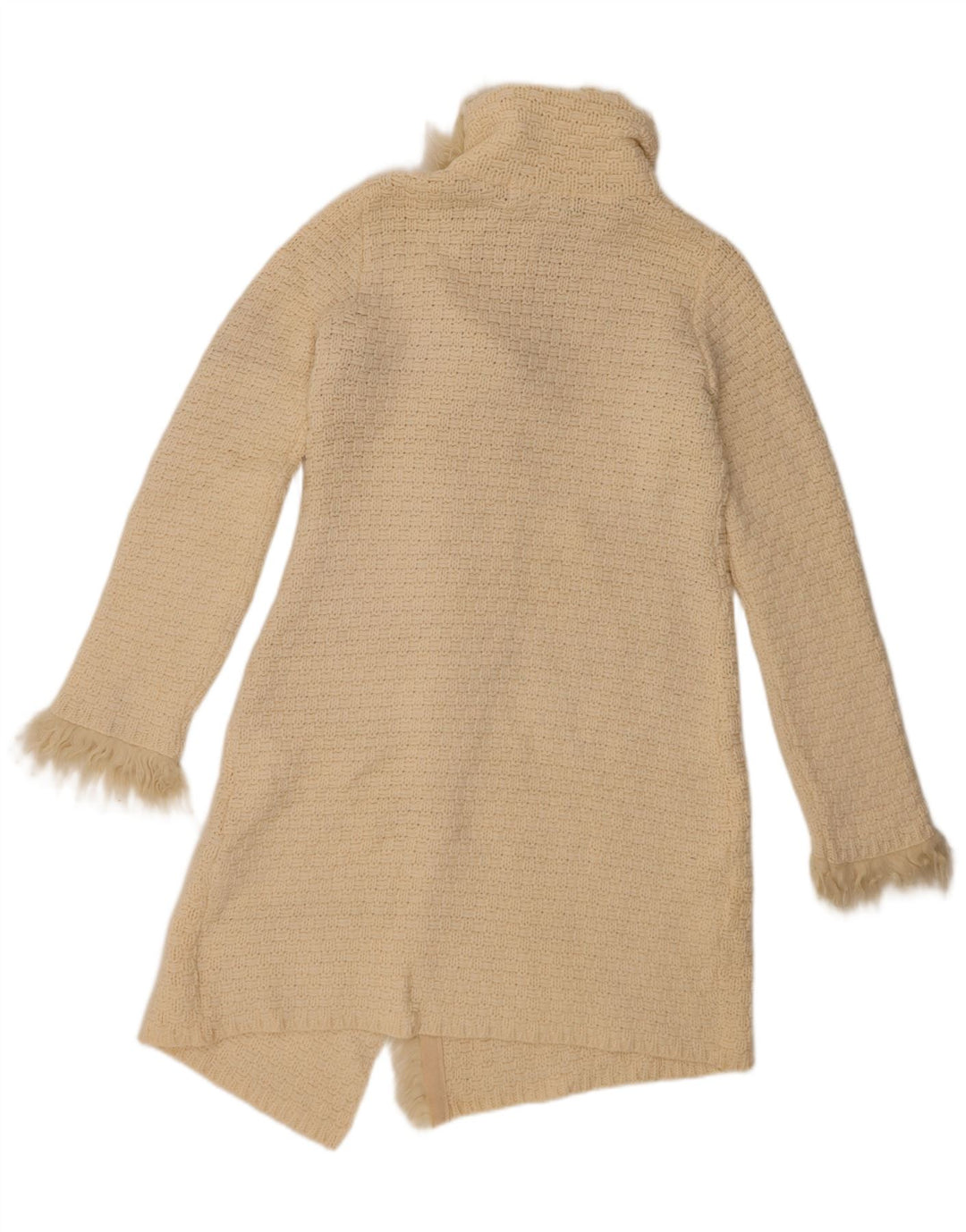 Maglione cardigan lungo da donna Zara UK 12 Lana bianco sporco medio