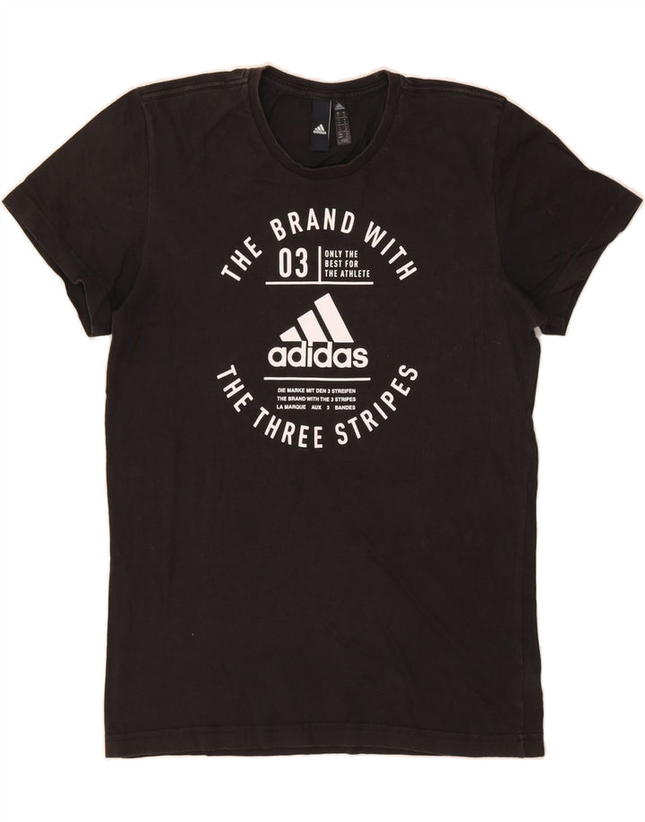 ADIDAS Mens Graphic T-Shirt Top Medium Black Cotton Vintage Adidas and Second-Hand Adidas from Messina Hembry 