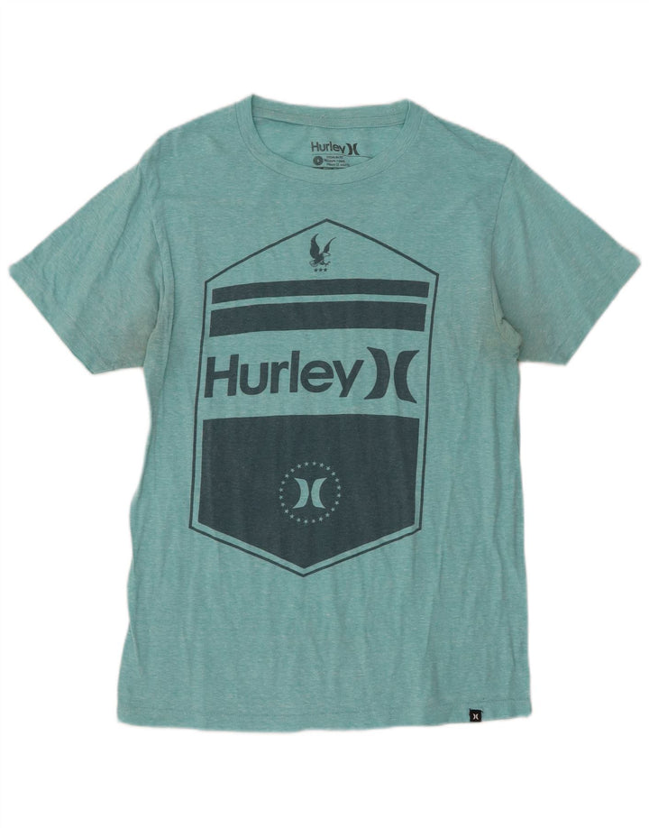HURLEY T-shirt grafica da uomo con vestibilità premium, piccola, in cotone chiazzato turchese