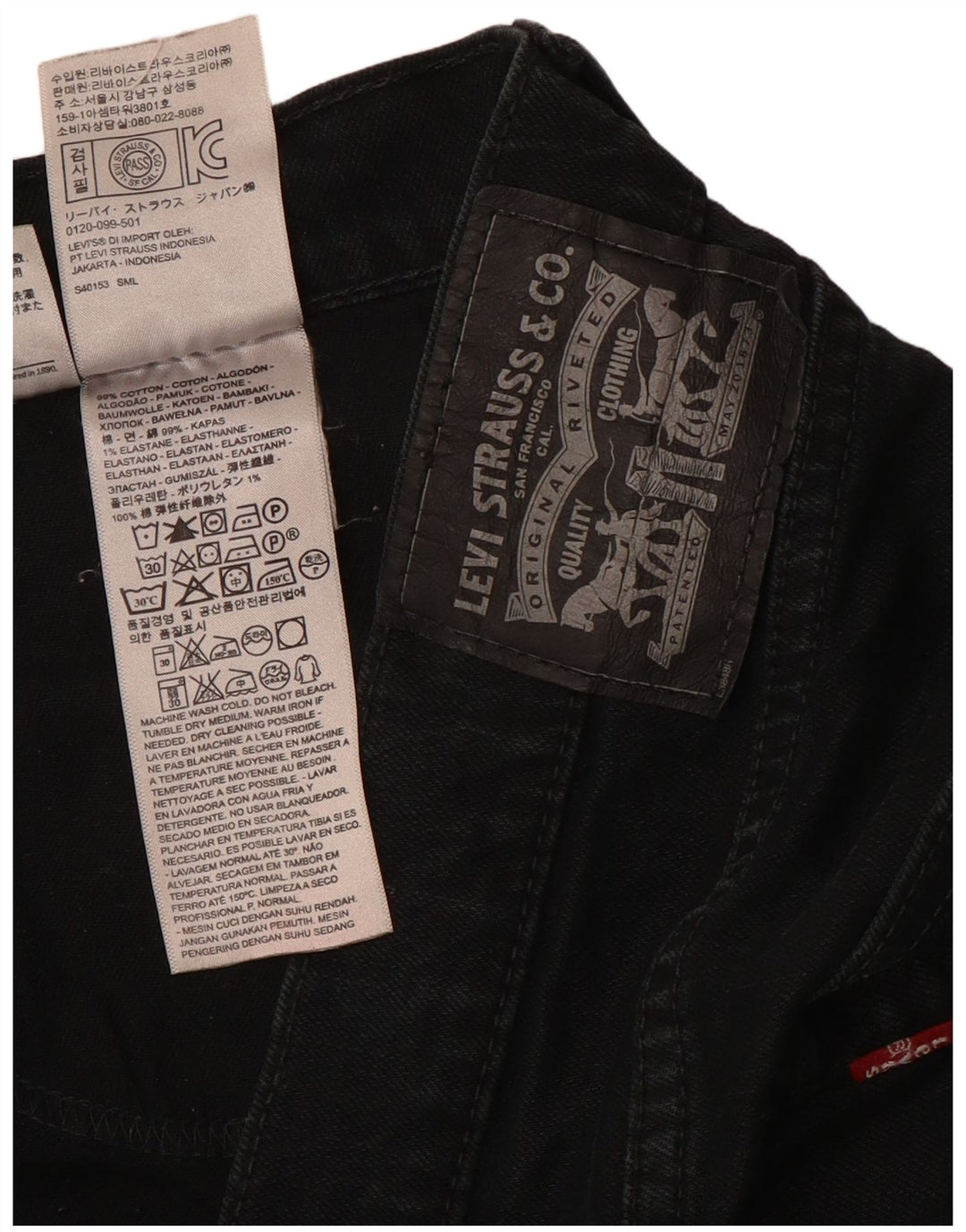 Jeans slim da uomo Levi's W36 L32 cotone nero