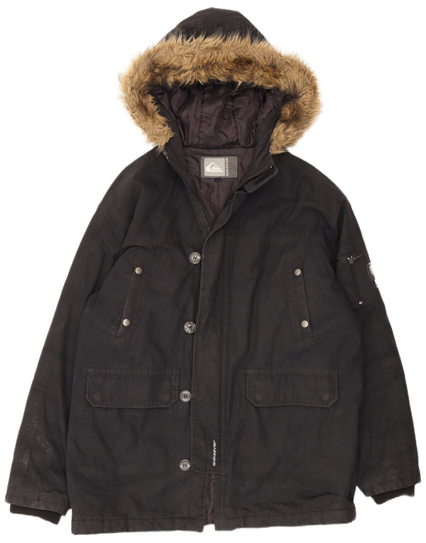Giacca Parka con cappuccio da uomo Quiksilver UK 40 Large in cotone nero