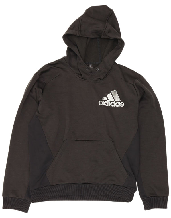 Felpa con cappuccio grafica da uomo Adidas, media, in poliestere nero