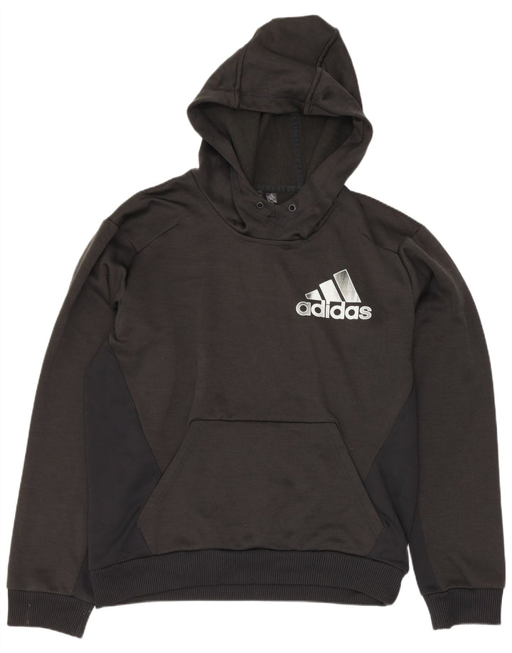 Felpa con cappuccio grafica da uomo Adidas, media, in poliestere nero