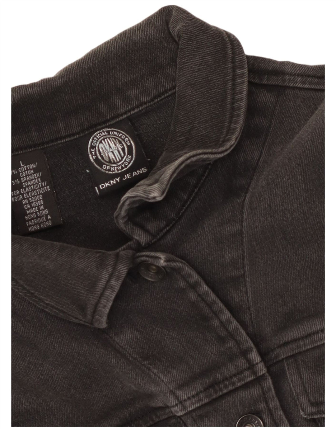 Giacca in denim corto da donna Dkny UK 14 grande cotone grigio