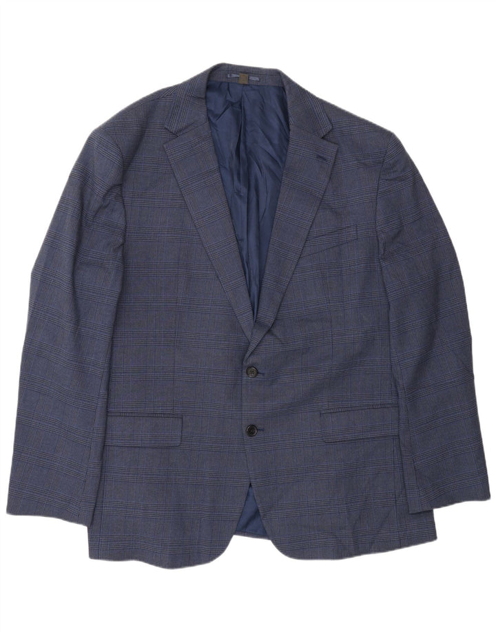 Giacca blazer a 2 bottoni Marks & Spencer da uomo UK 48 2XL pied de poule blu