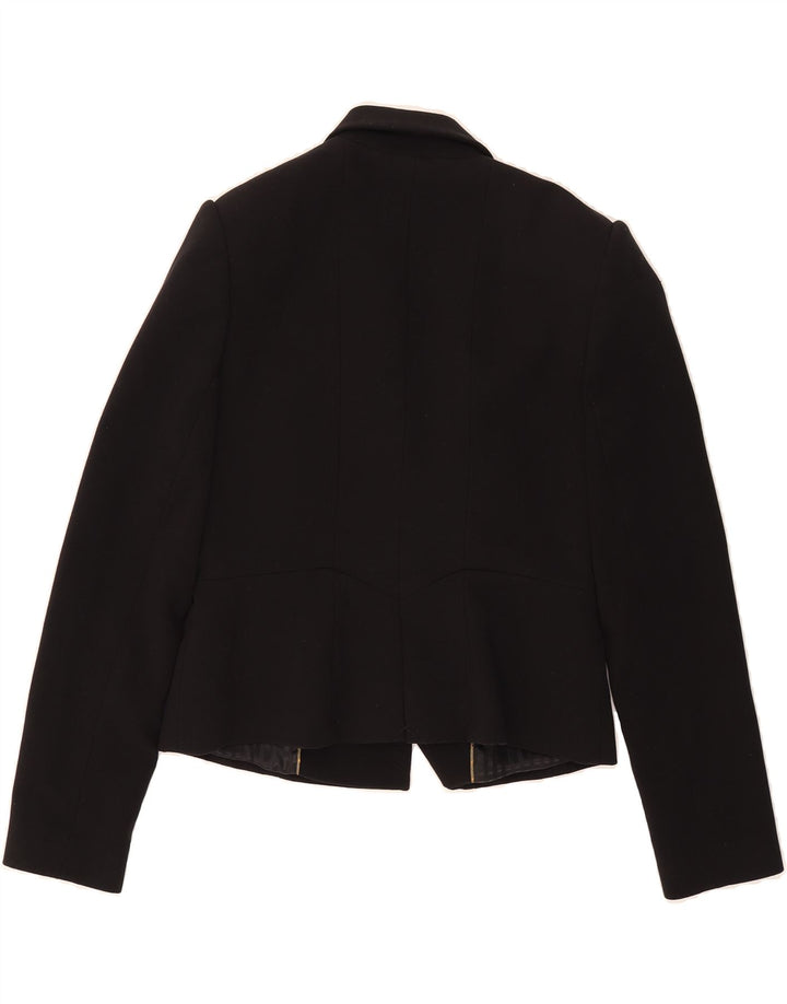 JASPER CONRAN Womens 2 Button Blazer Jacket UK 12 Medium Black Polyester Vintage Jasper Conran and Second-Hand Jasper Conran from Messina Hembry 
