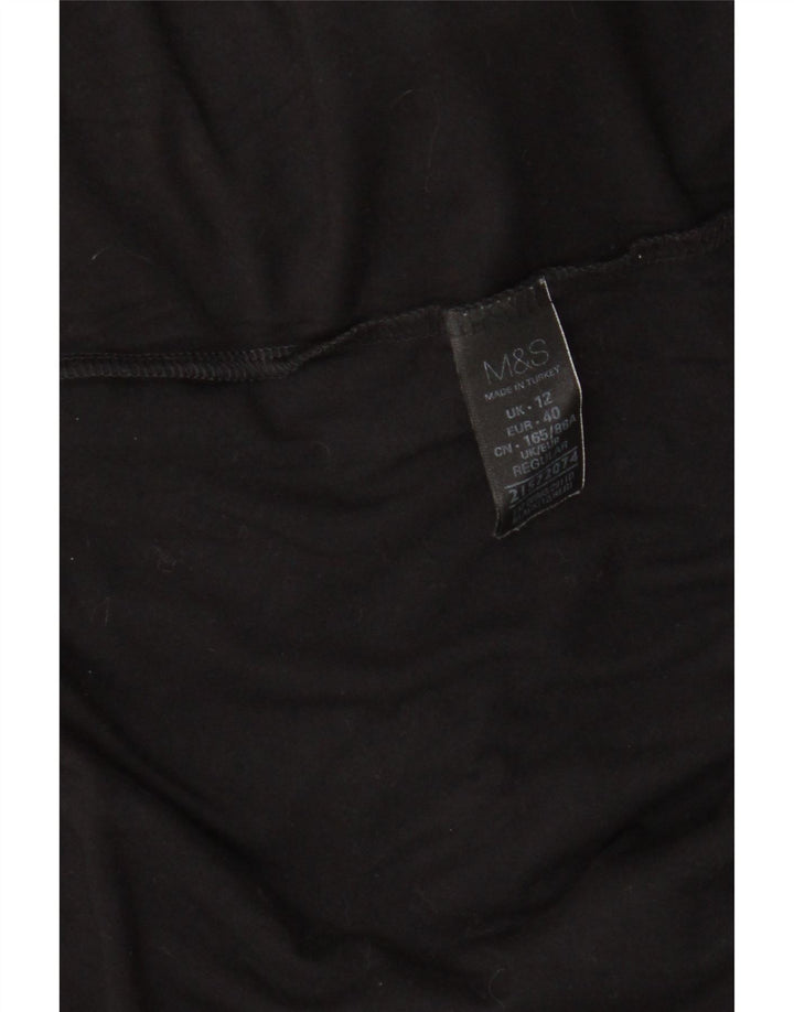 Abito a trapezio a maniche lunghe da donna Marks & Spencer UK 12 Viscosa nera media
