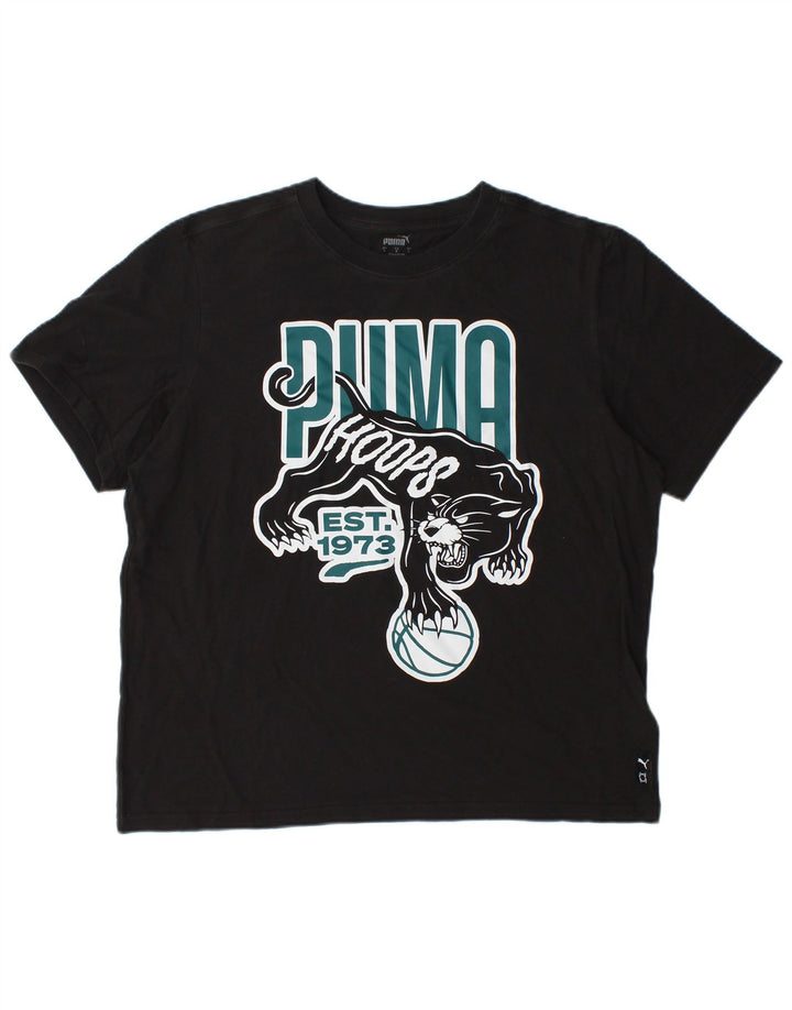 T-shirt grafica PUMA da uomo, taglia grande, in cotone nero
