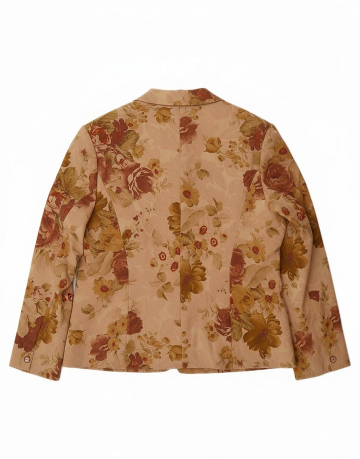 Giacca blazer a 2 bottoni da donna ELLE UK 20 2XL Cotone floreale beige