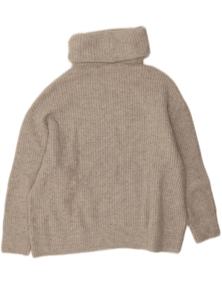Maglione maglione oversize con collo alto da donna Zara UK 10 piccolo acrilico grigio
