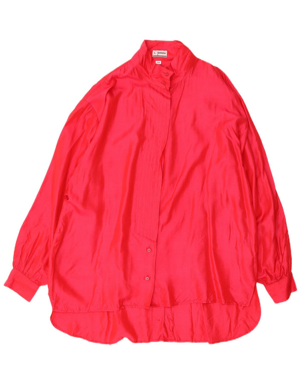 Abito chemisier oversize vintage da donna EU 44 XL seta rosa