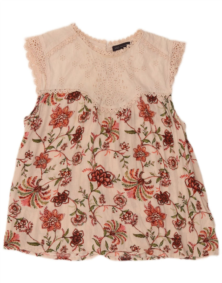 Top camicetta da donna Marks & Spencer UK 14 Viscosa floreale rosa medio