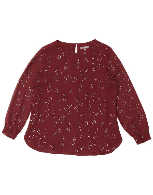 Camicetta da donna Laura Ashley Top UK 16 Grande poliestere floreale bordeaux