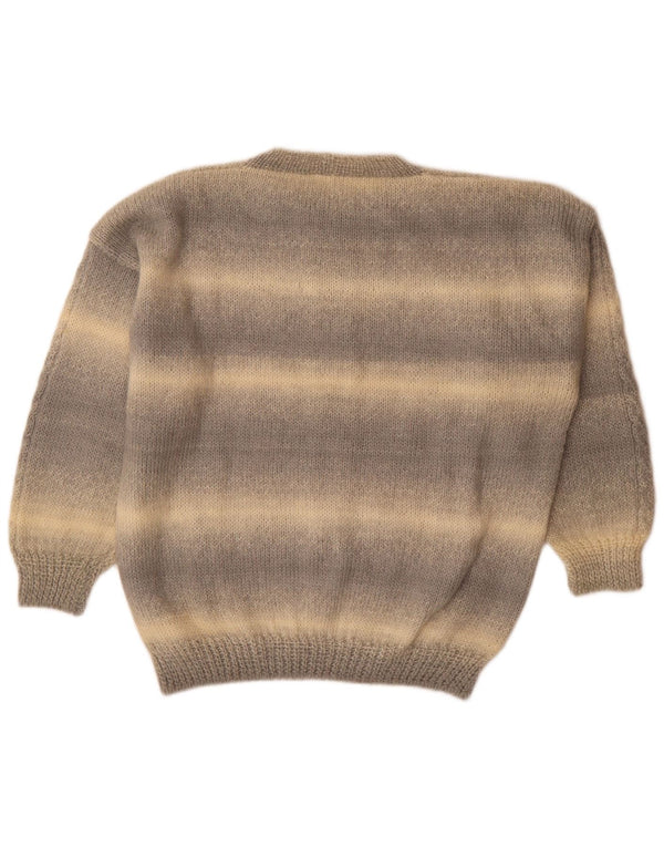 Maglione vintage da uomo girocollo a righe grandi grigie