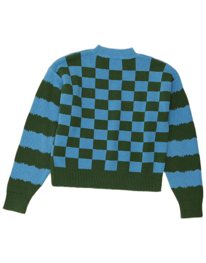 Maglione Girocollo Corto da Donna ZARA UK 10 Piccolo Blu Colorblock