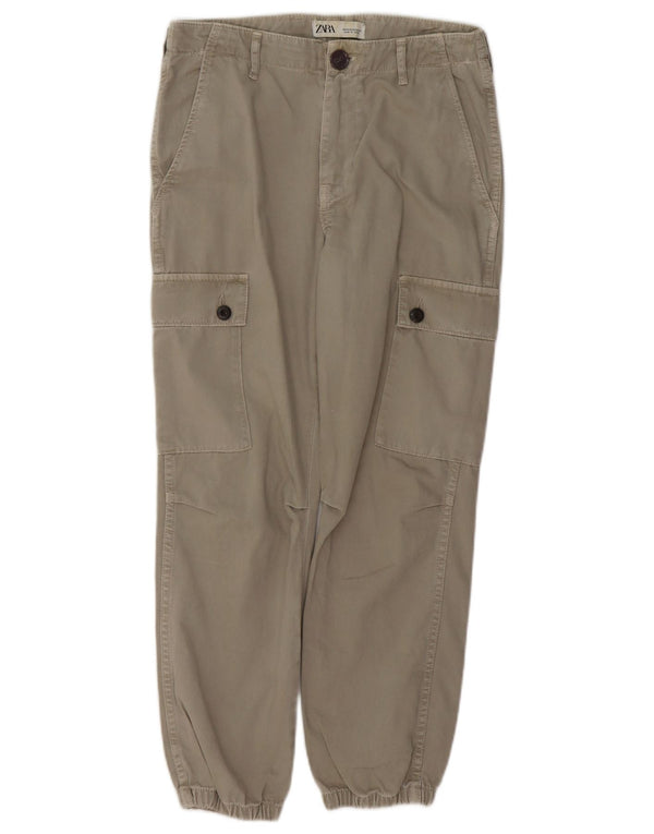 ZARA Womens Joggers Cargo Trousers EU 34 2XS W30 L26 Khaki