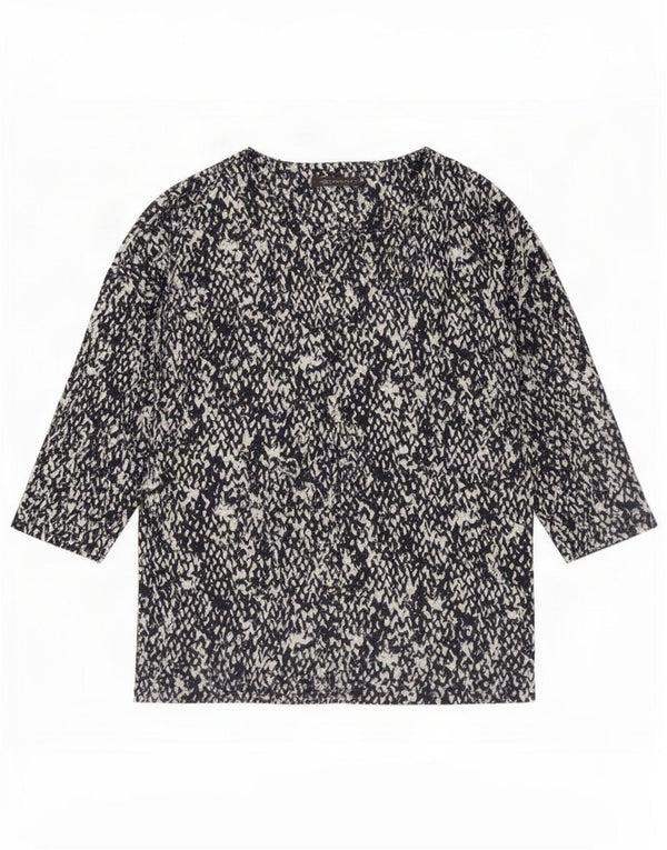 Marks & Spencer Top da donna manica 3/4 UK 14 Large Blu Navy screziato