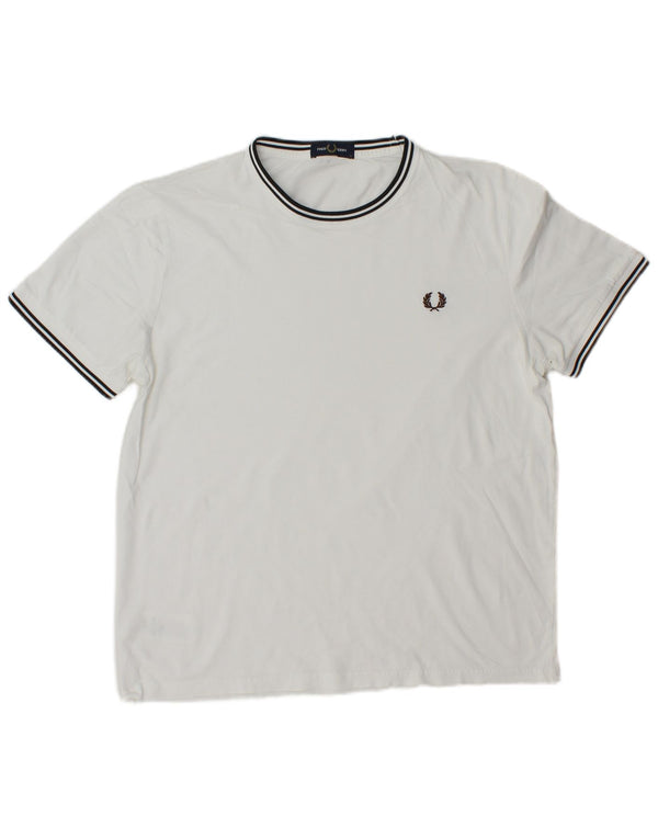 T-shirt da uomo Fred Perry Top in cashmere a righe bianche grandi
