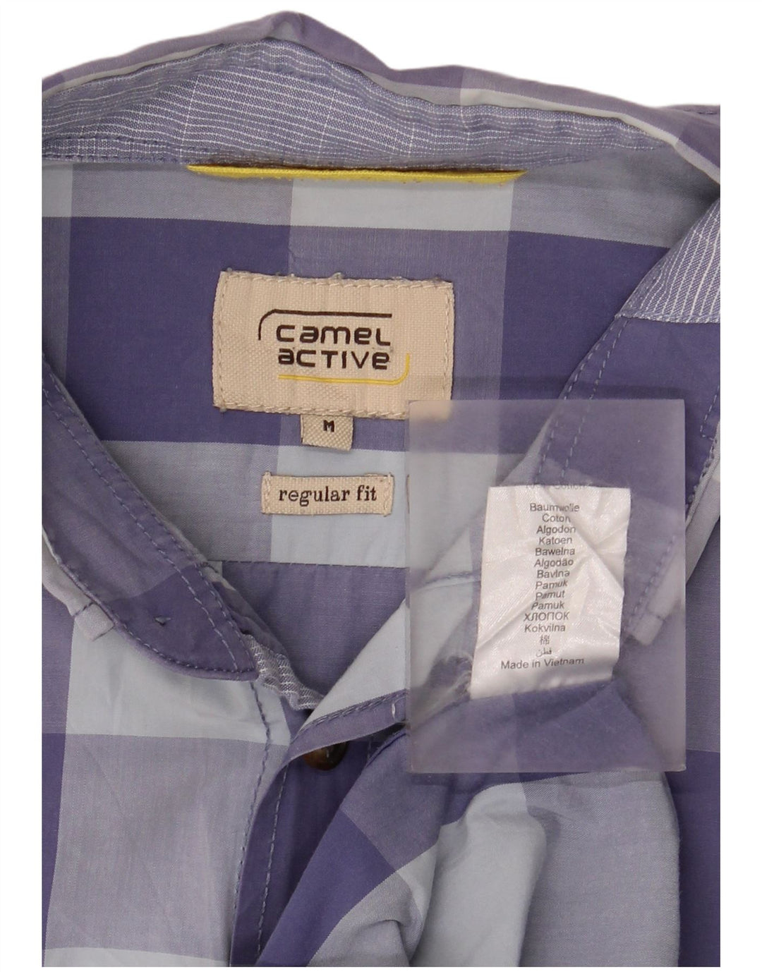 Camicia da uomo a maniche corte con vestibilità regolare Camel Active in cotone a quadretti blu medio