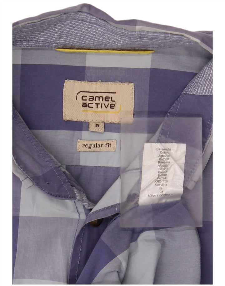 Camicia da uomo a maniche corte con vestibilità regolare Camel Active in cotone a quadretti blu medio
