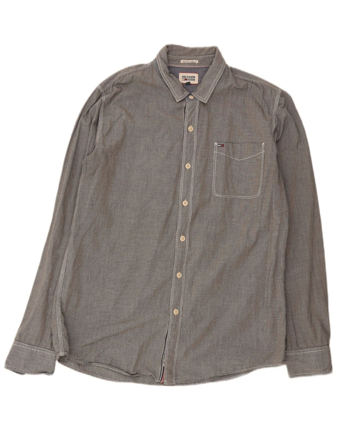 Camicia da uomo Tommy Hilfiger XL in cotone pied de poule blu navy