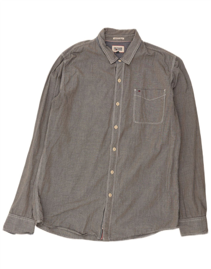 Camicia da uomo Tommy Hilfiger XL in cotone pied de poule blu navy