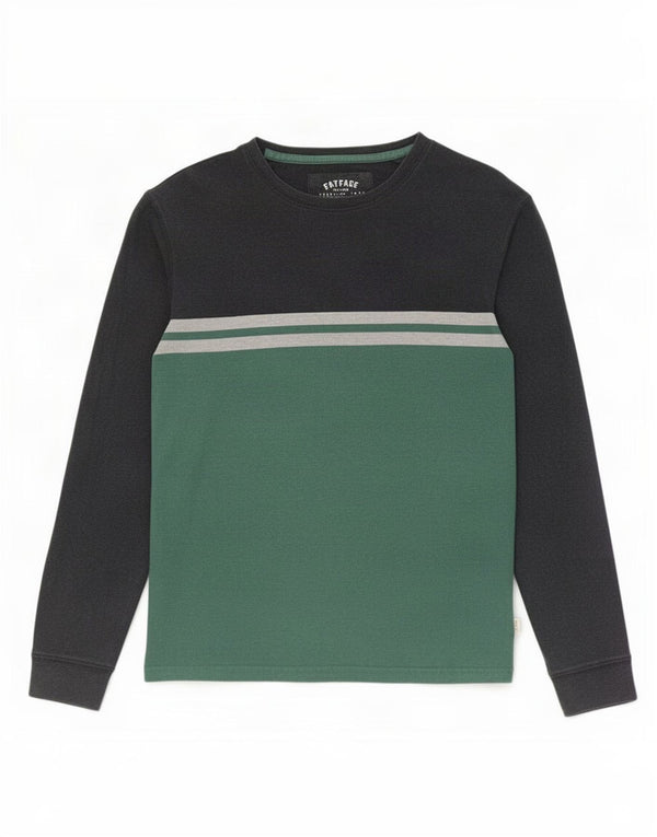 Fat Face Top da uomo a maniche lunghe in cotone color block grigio piccolo