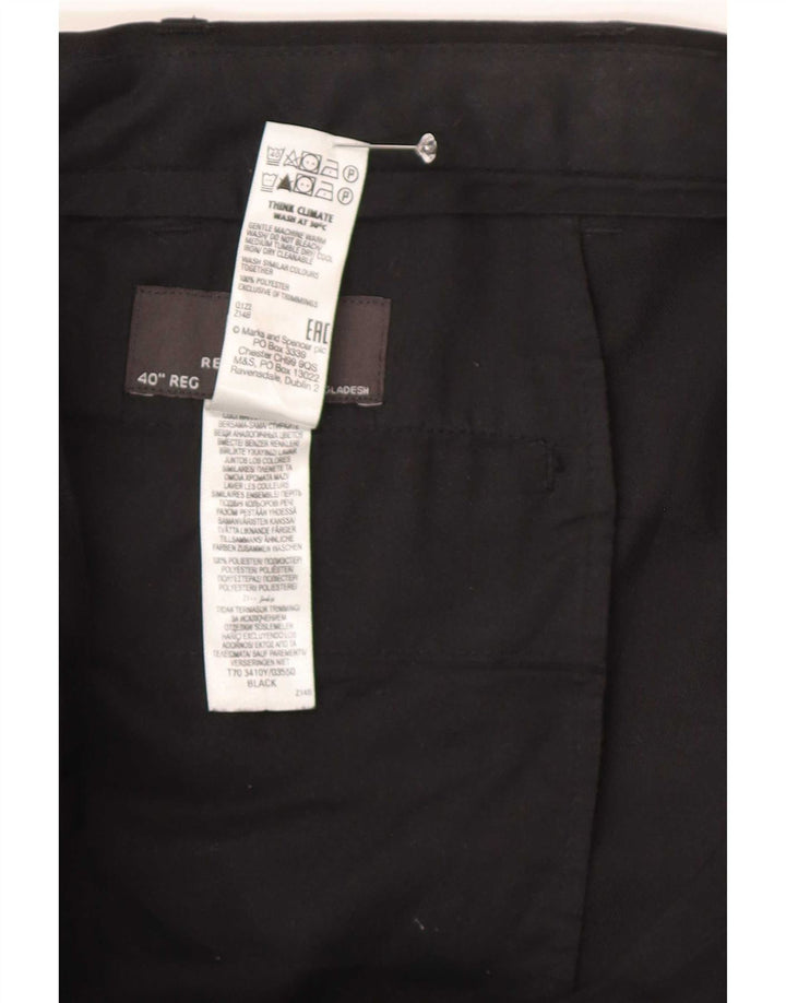 Pantaloni da abito dritti da uomo Marks & Spencer vestibilità regolare W40 L30 neri