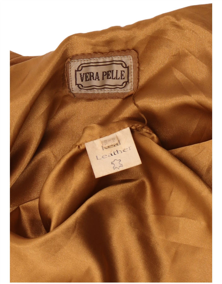 Giacca vintage in pelle scamosciata da donna UK 14 grande in pelle beige