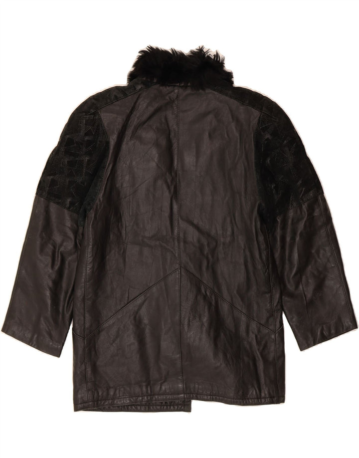 VINTAGE Womens Leather Jacket IT 44 Medium Black Leather Vintage Vintage and Second-Hand Vintage from Messina Hembry 