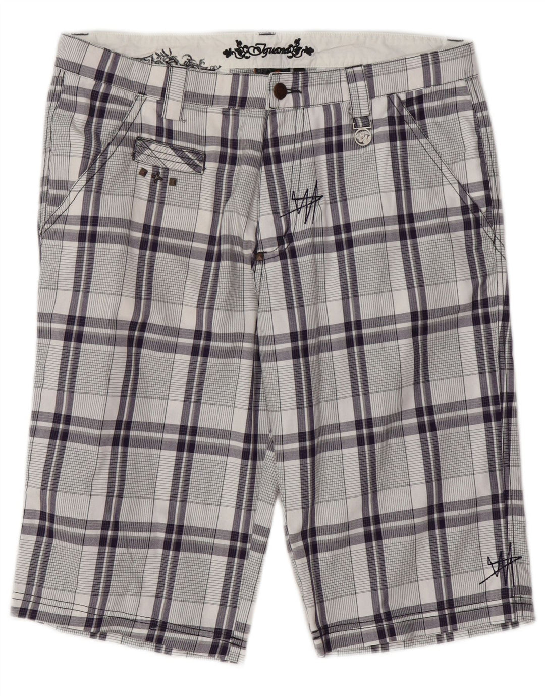 Pantaloncini chino da uomo Iguana W33 cotone medio a quadri blu navy