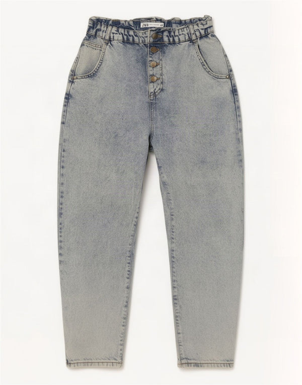 Zara Womens High Waist Crop Tapered Jeans EU 40 Medium W30 L25 Blue Cotton
