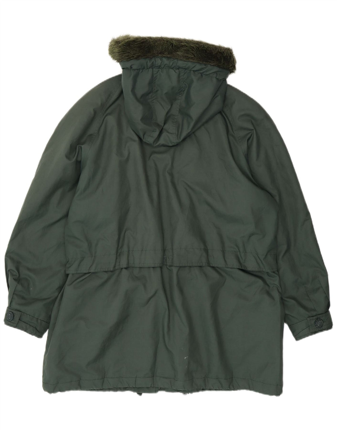 Giacca parka con cappuccio da donna vintage UK 20 2XL verde poliestere