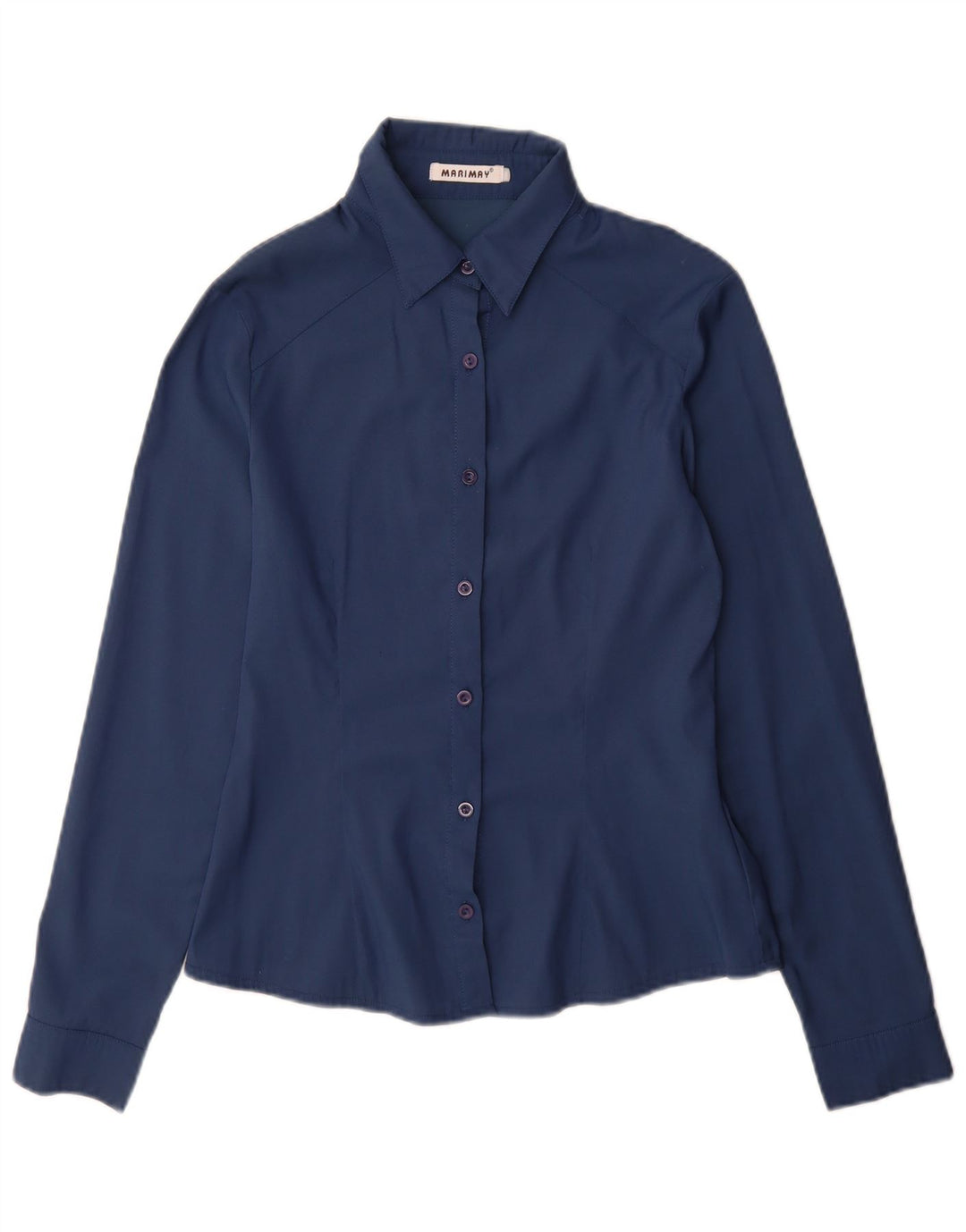 Camicia da donna vintage UK 12 cotone blu navy medio