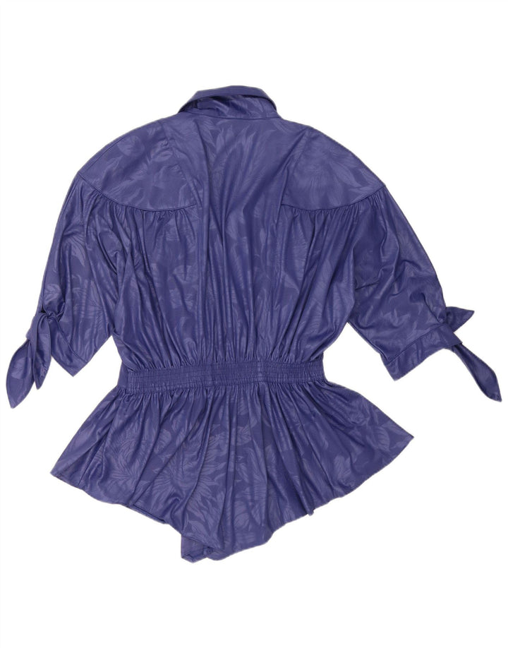 Camicetta asimmetrica da donna vintage EU 40 Poliestere floreale viola medio
