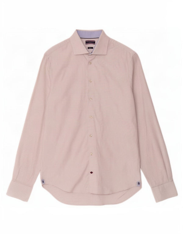 Camicia slim fit da uomo Tommy Hilfiger taglia 39 15 1/2 media bianca maculata