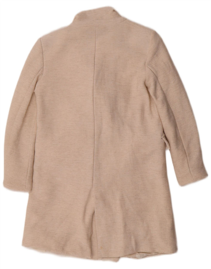 ZARA Womens Double Breasted Coat UK 6 XS Off White Flecked Viscose
