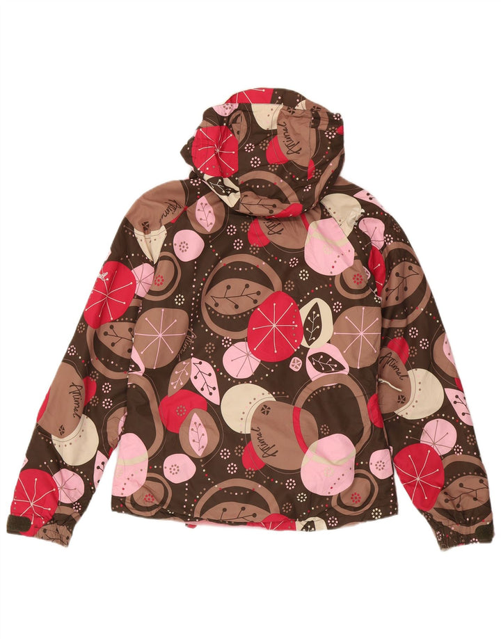 Giacca a vento con cappuccio da donna Animal UK 8 piccola marrone geometrica