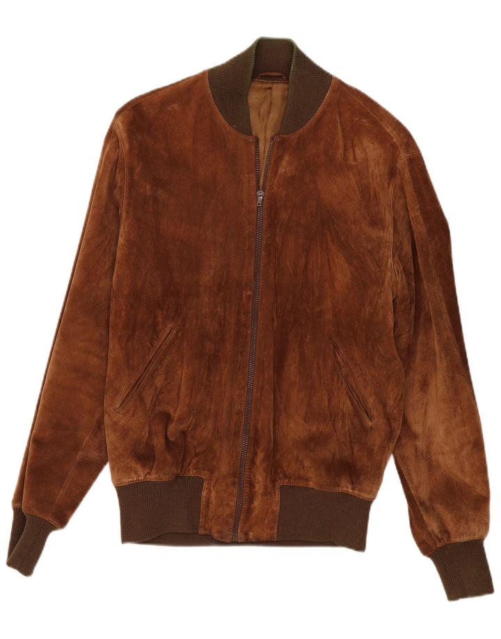 Giubbotto bomber vintage in pelle scamosciata da uomo IT 54 2XL Beige