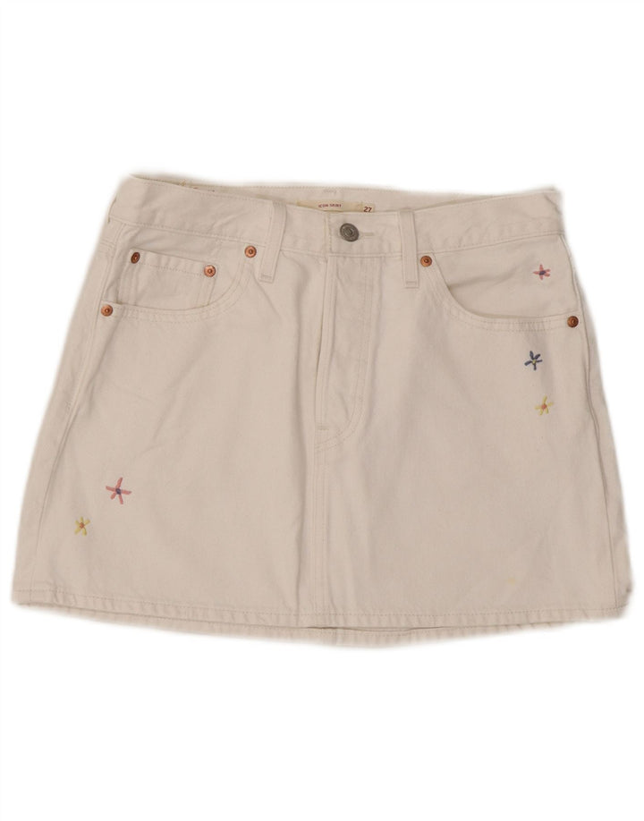 Gonna di jeans da donna Levi's W27 piccola in cotone bianco