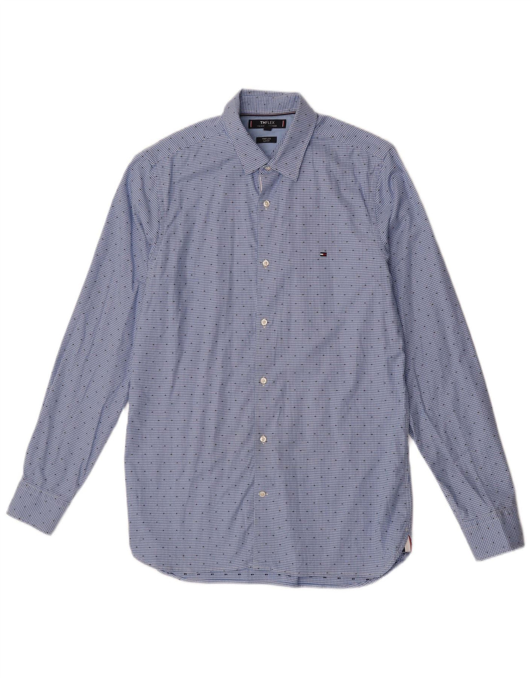 Camicia slim fit da uomo Tommy Hilfiger in cotone pied de poule blu medio
