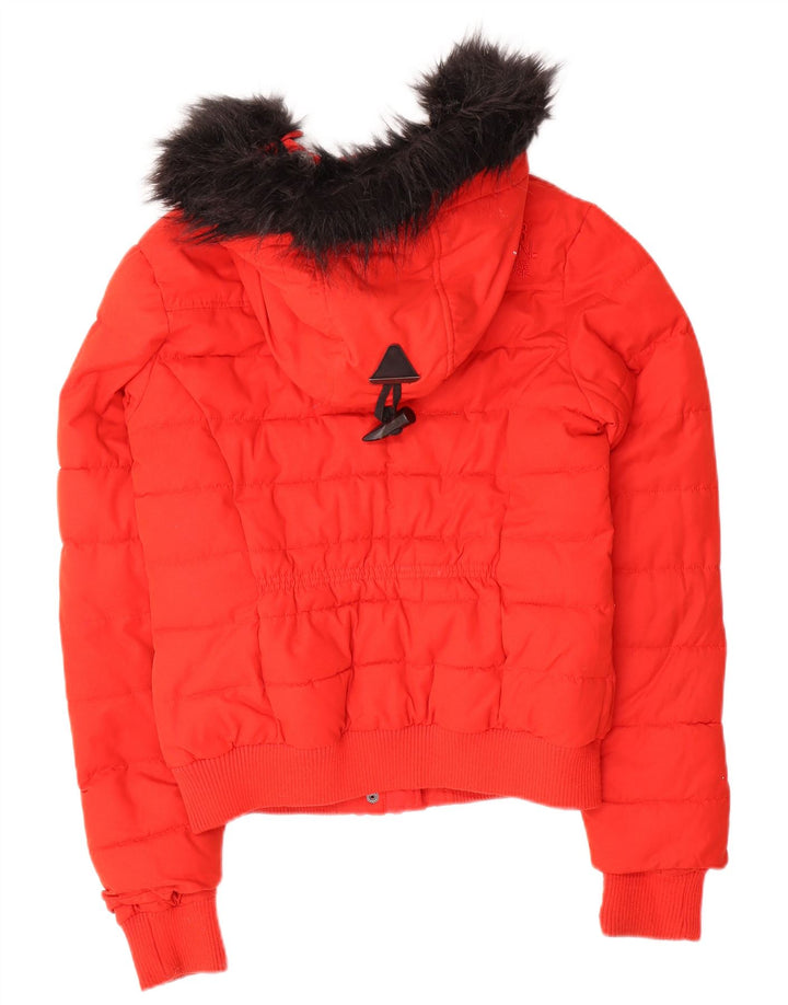 Giacca imbottita con cappuccio da donna Superdry UK 10 Small Poliestere rosso