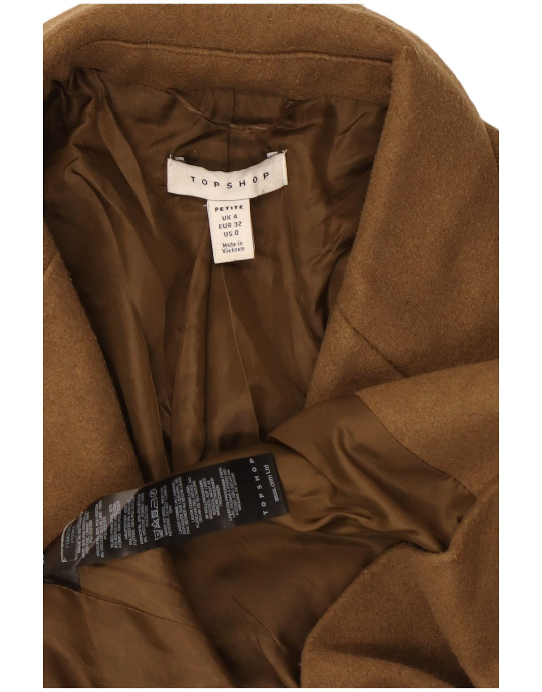 Topshop Cappotto doppio petto oversize da donna Petite UK 4 XS Marrone