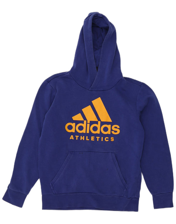 Felpa con cappuccio grafica Adidas da uomo blu medio