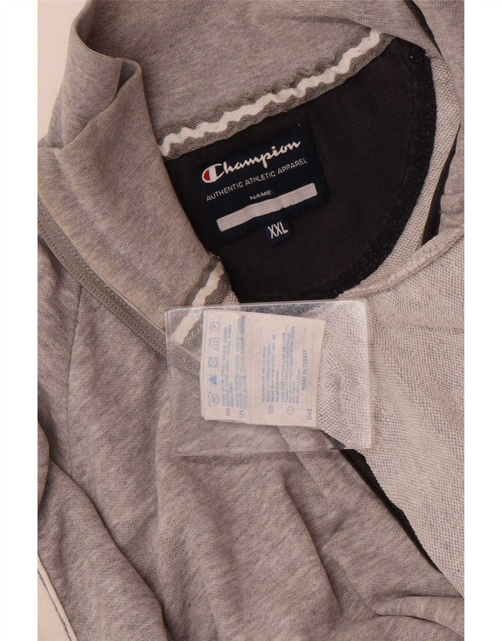 Felpa Champion da uomo con grafica con zip e collo, maglione 2XL, colore grigio block
